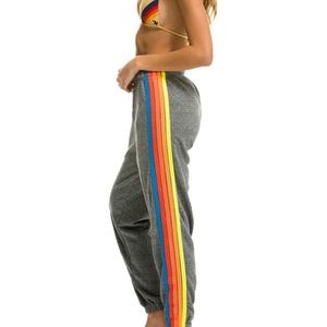 Aviator Nation 5 stripe sweatpants. sweatpants. Size small. Gray/neon stripe